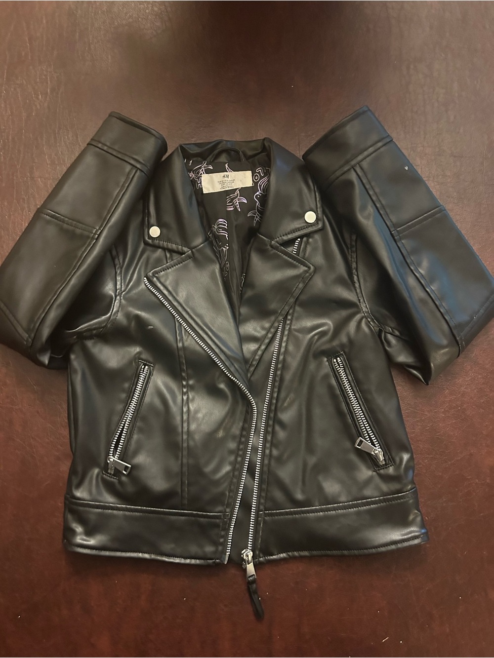 H&M Women's Black Faux-Leather Biker Jacket